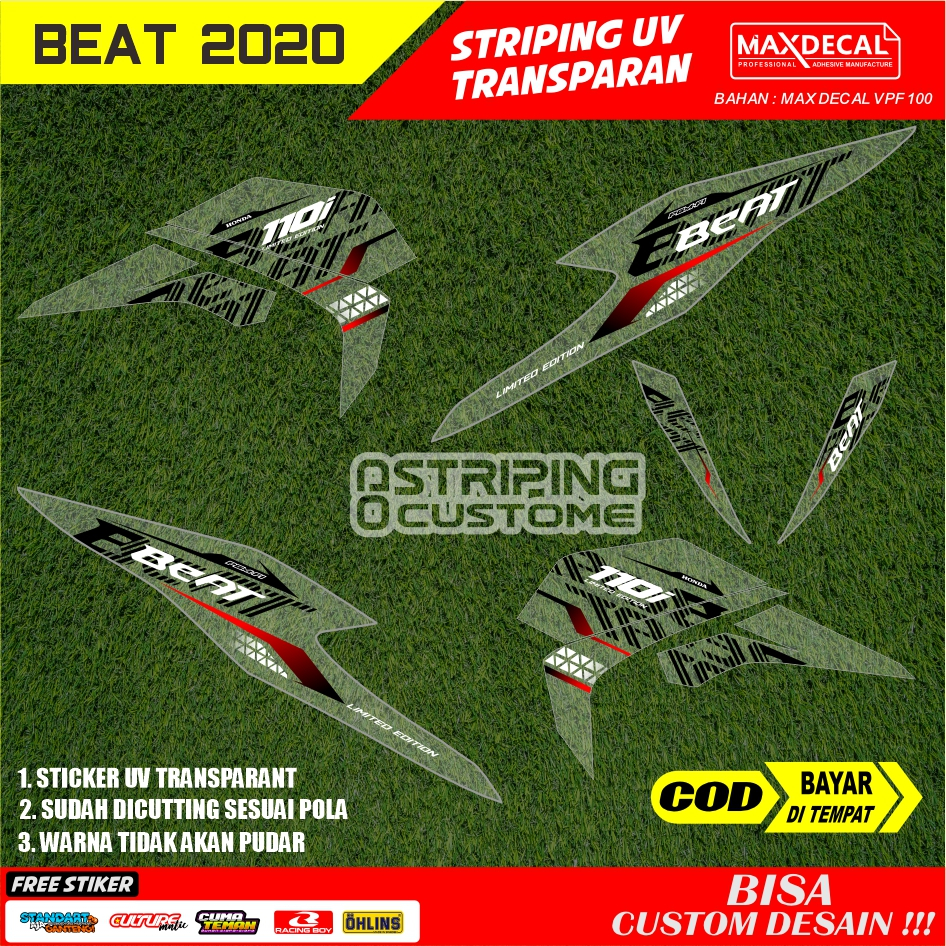 STIKER STRIPING TRANSPARAN BEAT DELUX 2020 FACELIFT LIS STIKER UV ALL NEW BEAT ESP 2017 SEMI FULL VA