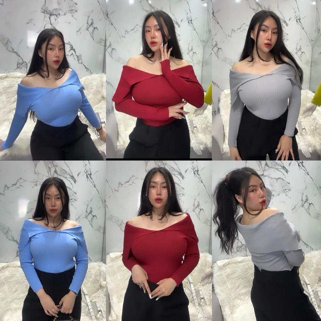 Juliane Sabrina Knit Top - Off Shoulder Blouse - Baju Rajut - Atasan Rajut Wanita