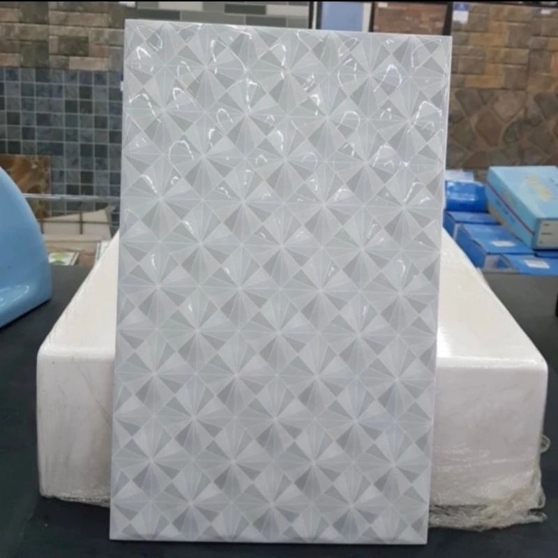 Keramik Dinding Kamar Mandi Glossy Illusion Grey 25x40