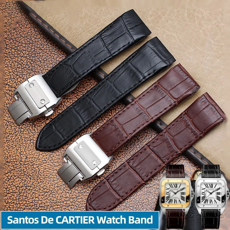 Tali Jam Tangan Kulit Cartier Santos 20MM 23MM Plus Buckle