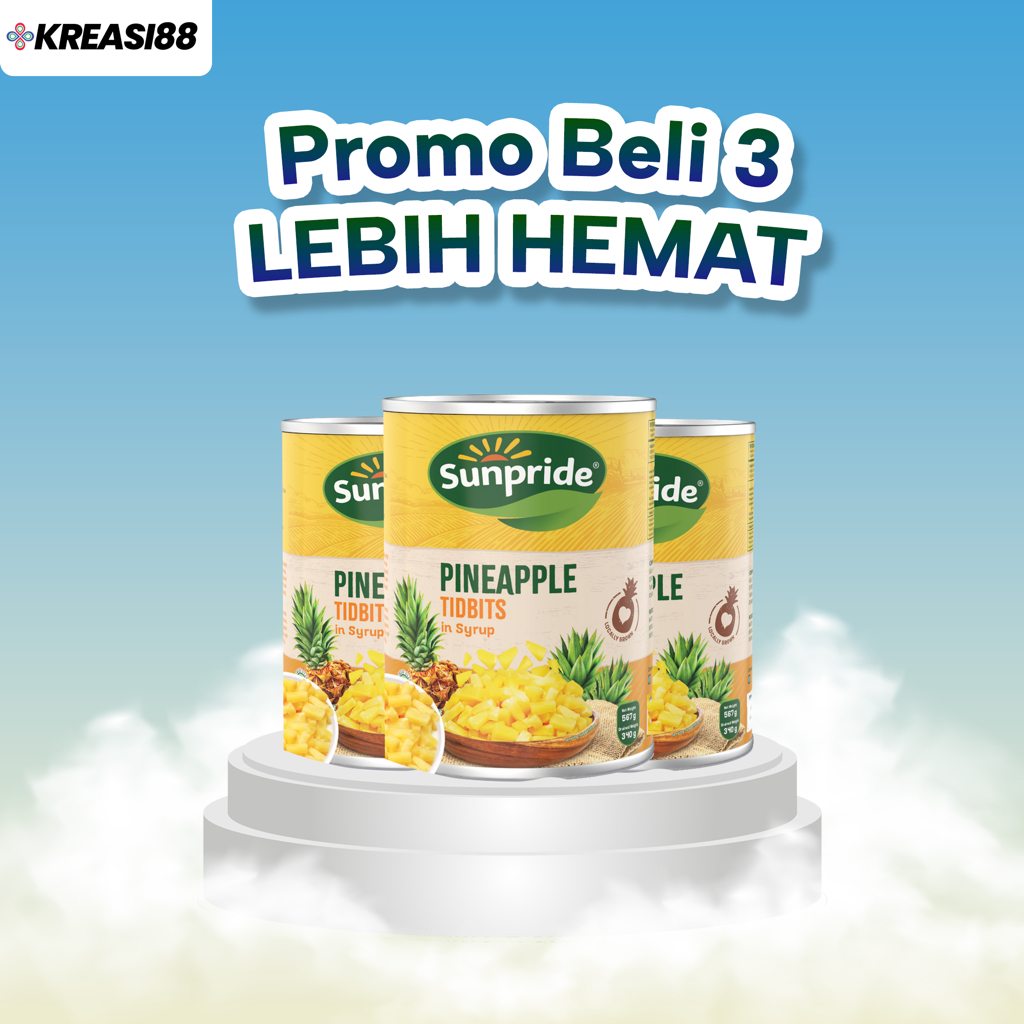 

Promo Beli 3 Sunpride Potongan Nanas Tidbits Dalam Sirup / Pineapple Tidbits