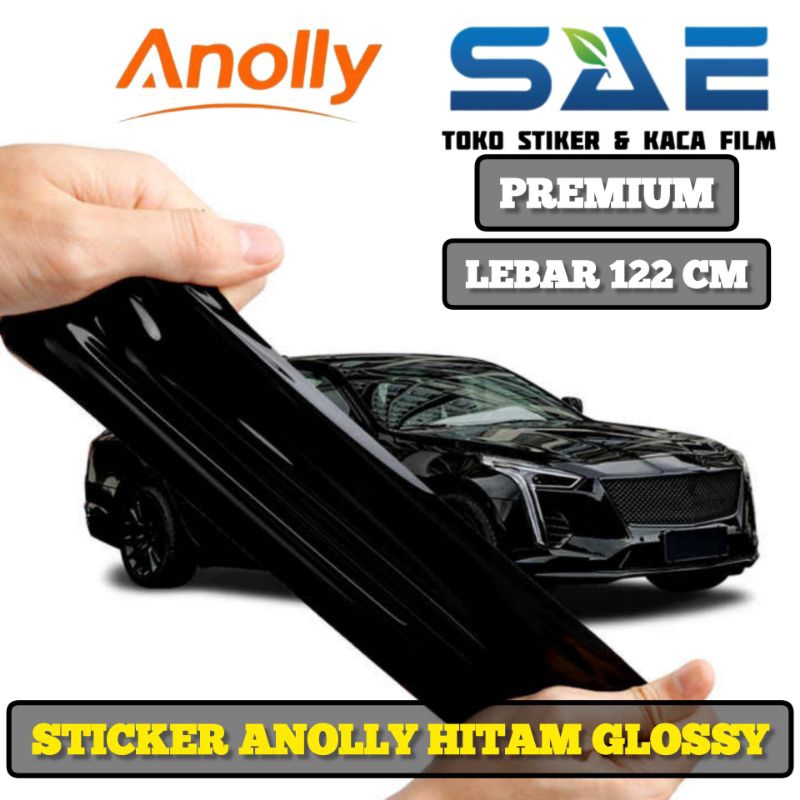 Sticker Skotlet Mobil Hitam Super Glossy Pelapis Body Kap Mesin Atap Spion Lentur Berperekat L-120Cm