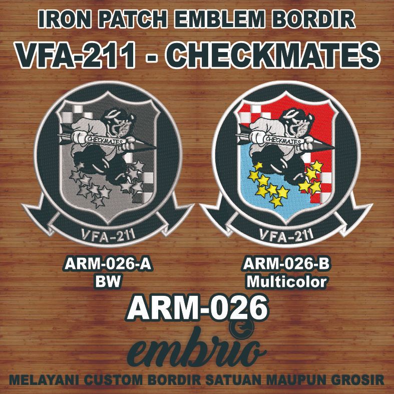 ARM-026 Patch VFA-211 CHECKMATES us marine fighter squadron tomcat bomber - 10cm - Embrio Patch Embr
