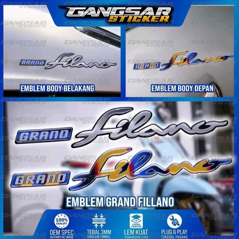 Emblem yamaha grand filano / emblem timbul yamaha grand filano / emblem titanium grand filano / embl