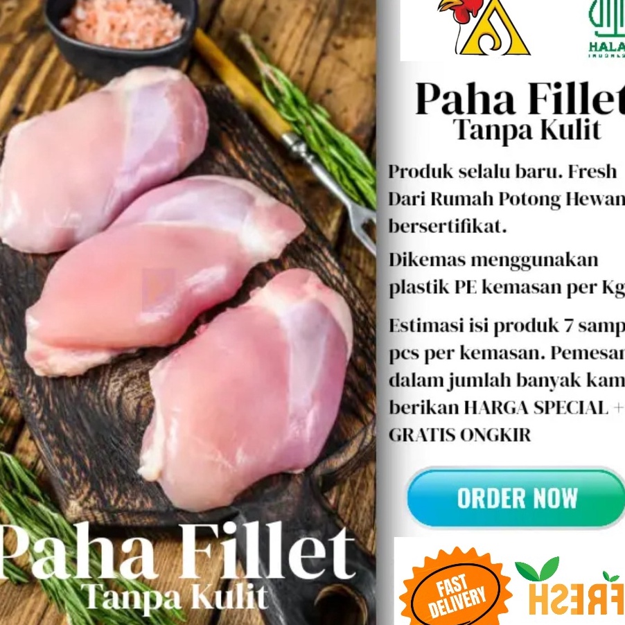 

77 Daging Ayam Paha Fillet Boneless Tanpa Kulit