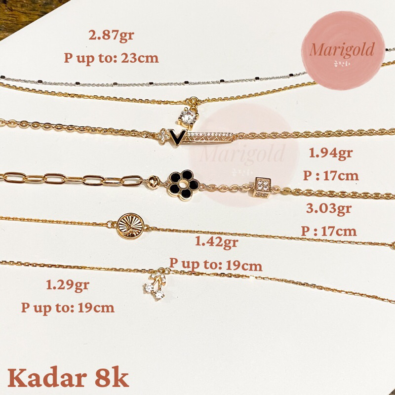 Gelang rantai emas tipis fashion 375