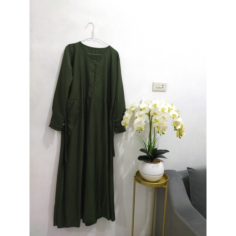 Dress bahan katun warna army