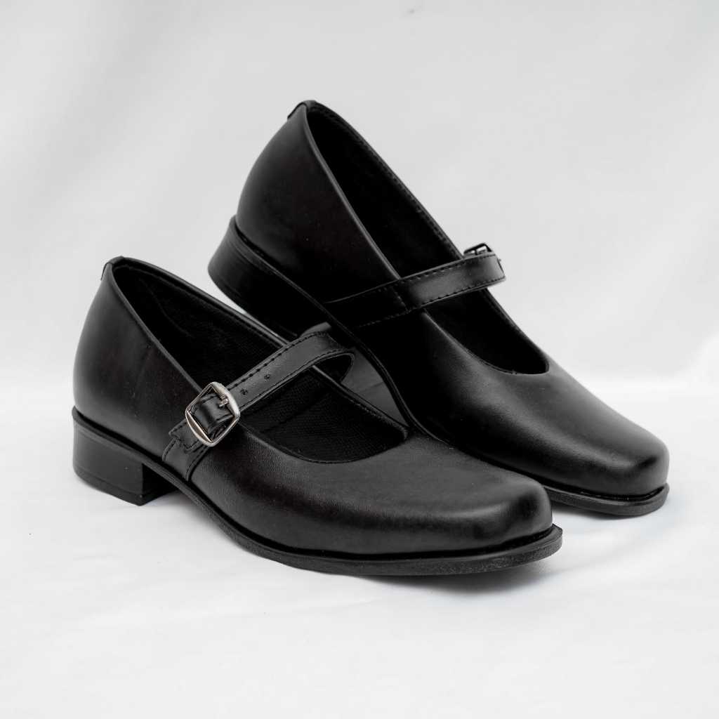 Sepatu Kerja Pantofel Wanita Hitam Sekolah Paskibra Hak 3 cm