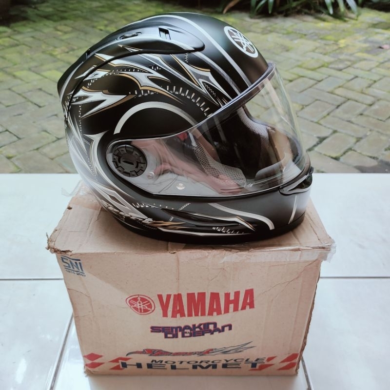 Helm Yamaha Vintage Fullface Sport Z Hitam Ori (NOS, GENUINE, BARU) Helmet Retro Kuno Jadul Full Fac