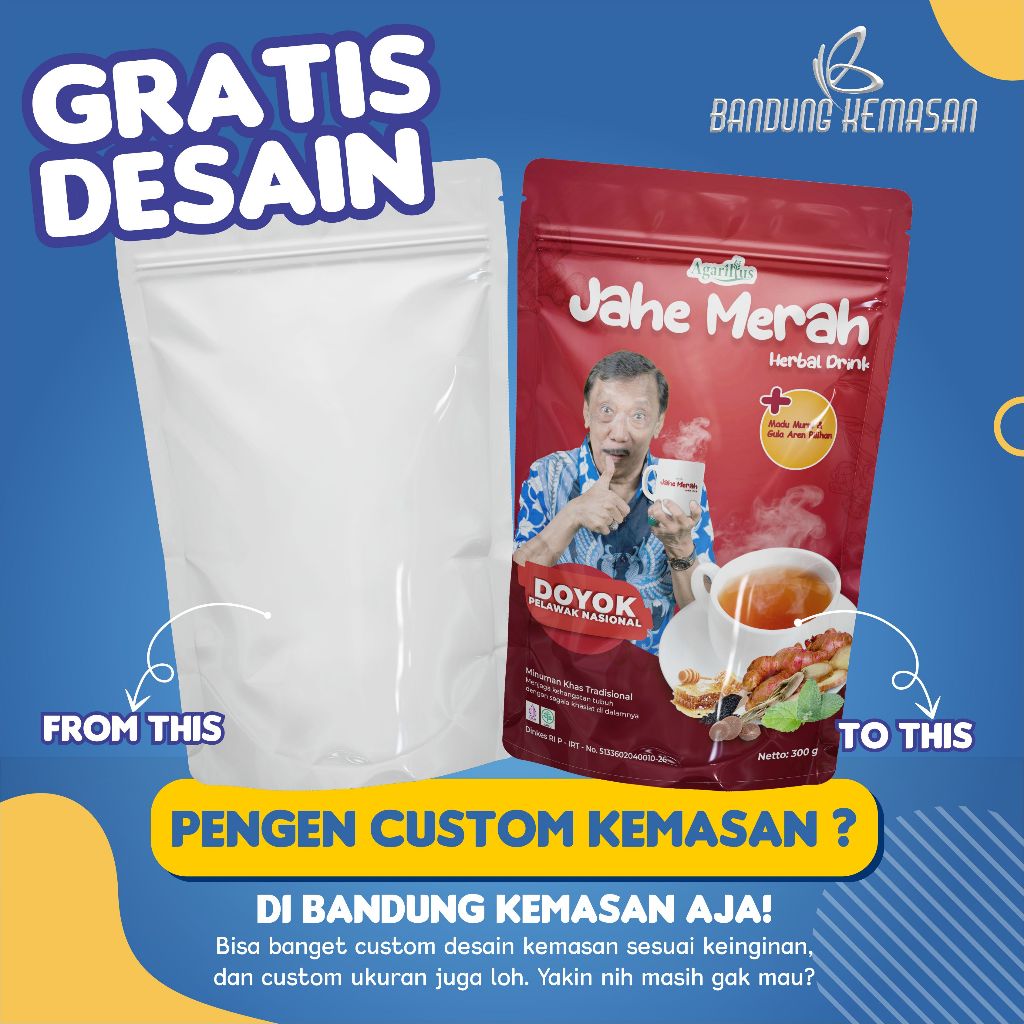 Custom Cetak Kemasan Standing Pouch Makanan Unik Plastik Ziplock Full Printing, Minimal Order 100 Pc