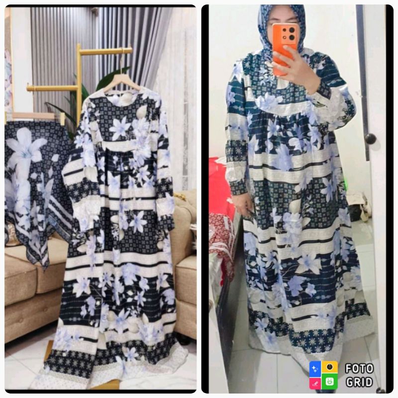 GAMIS KATUN SILK tokyo ld120 2IN1 + HIJAB/GAMIS WANITA