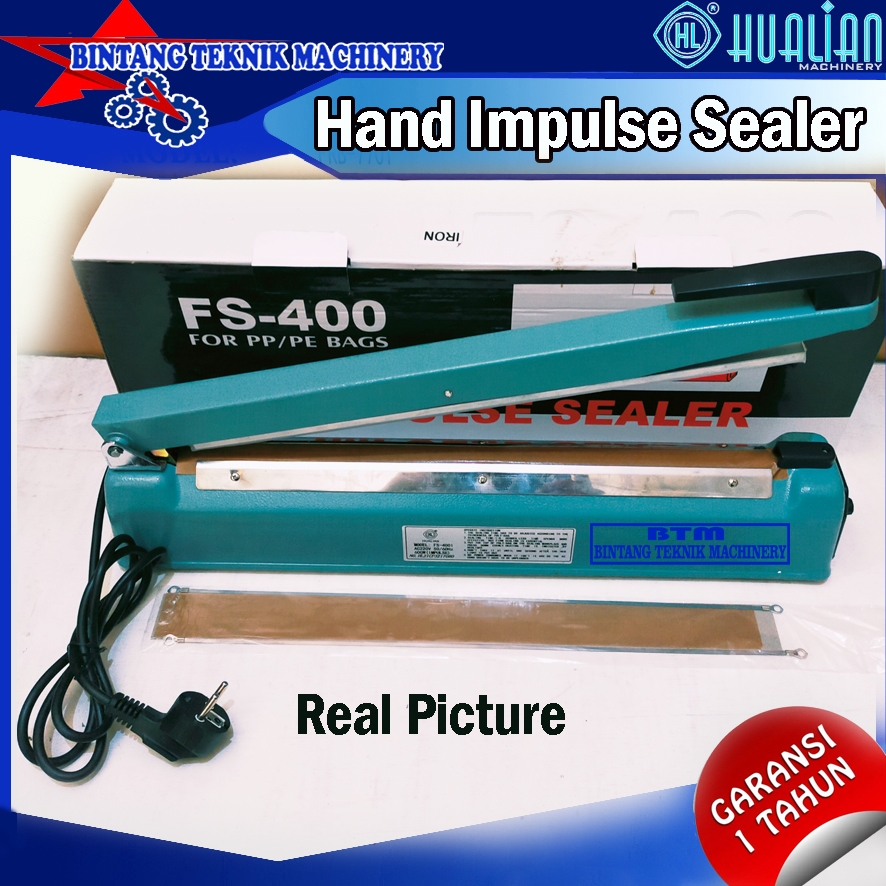 Hand Impulse sealer FS-400 mesin sealer kemasan plastik dan alumunium foil panjang 40 cm lebar seale