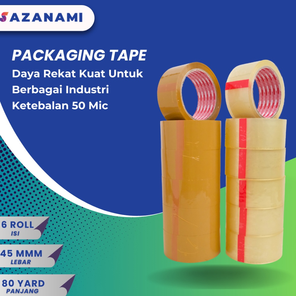 

XSQ972 PROMO MURAH Lakban Bening 2 Inch 8Y Yard Sazanami Opp Tape Isolasi Selotip