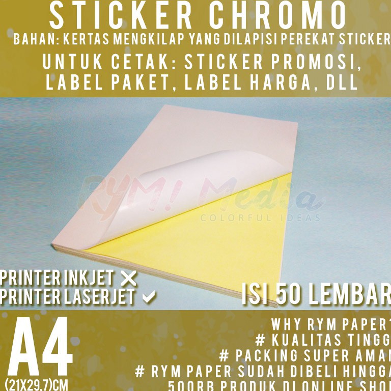 

DQG944 Terkece SeRI Sticker Chromo A4 isi 5 lembar Kertas Stiker Glossy Mengkilap A4