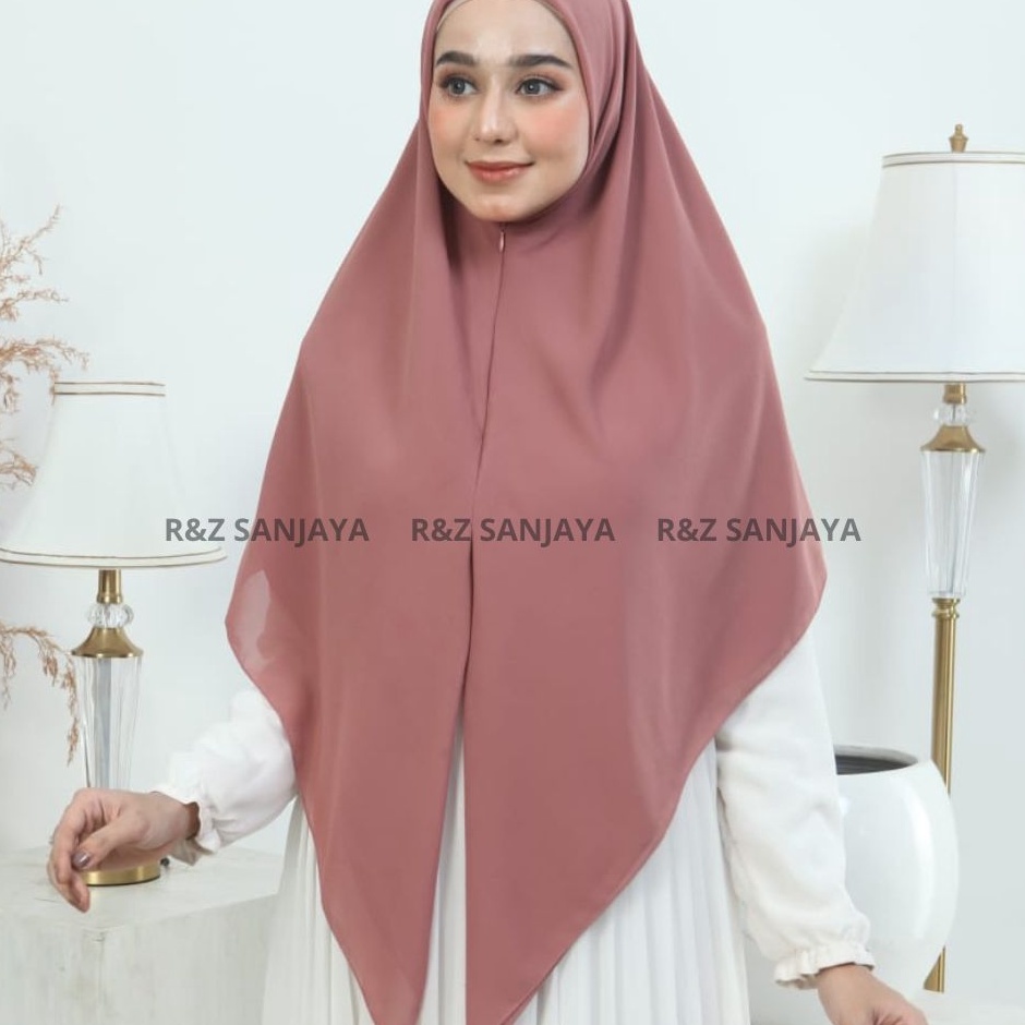 XG34448 Hijab Instan Segitiga Zipper Resleting Ceruty Babydoll Premium Hijab Segiempat Jumbo Instan 