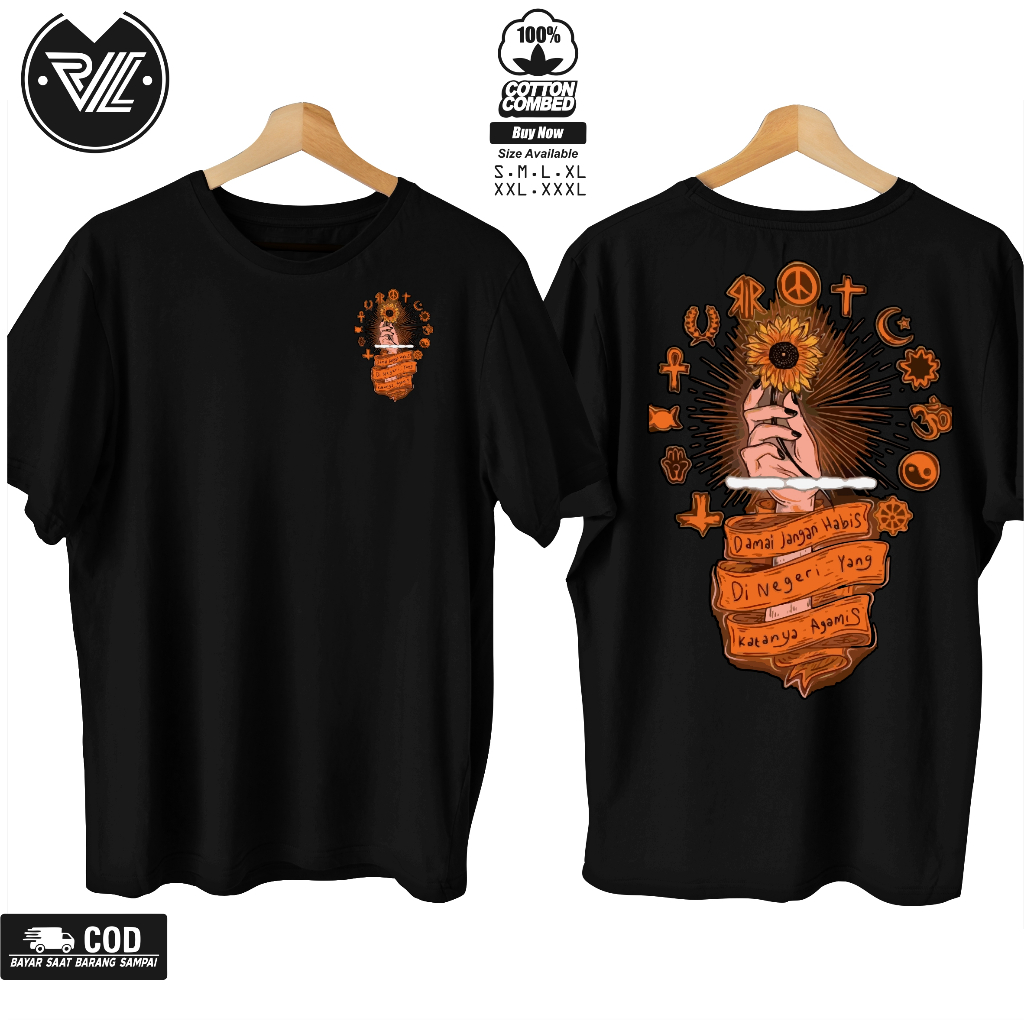 Tshirt Kaos Pluralisme Bunga Damai Jangan Habis Di Negeri Agamis New Series / Baju Pluralisme keren 