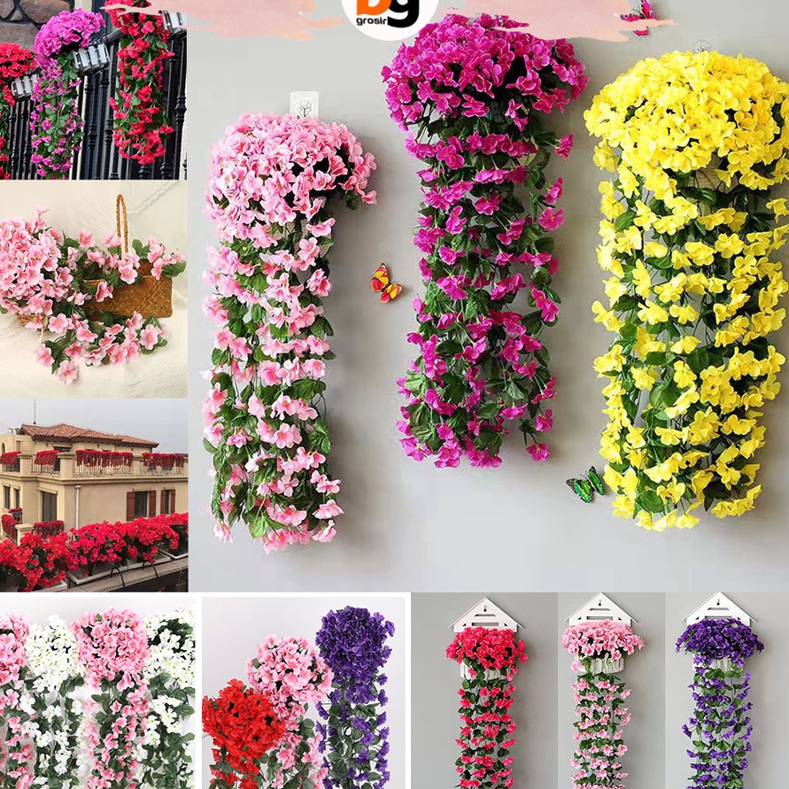 Stok terbaru BG  COD  Bunga Juntai Plastik Bunga Rambat Sintetis Tanaman Hias Gantung Osear Artifici