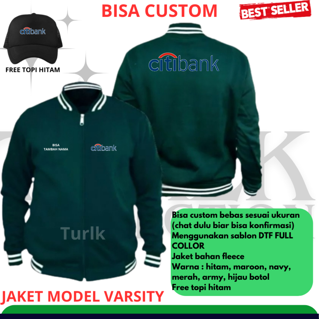Jaket Bank Citibank Jaket Varsity Bank Citibank Free Topi Hitam