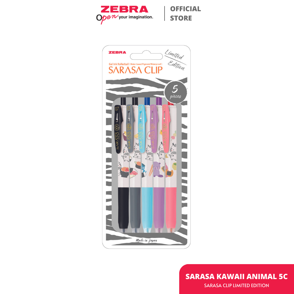 

H7Y Asaba Bandung - Zebra Pulpen Gel Sarasa Clip 0.5mm Kawaii Series - satuan & isi 5pcs - ISI 5 PCS