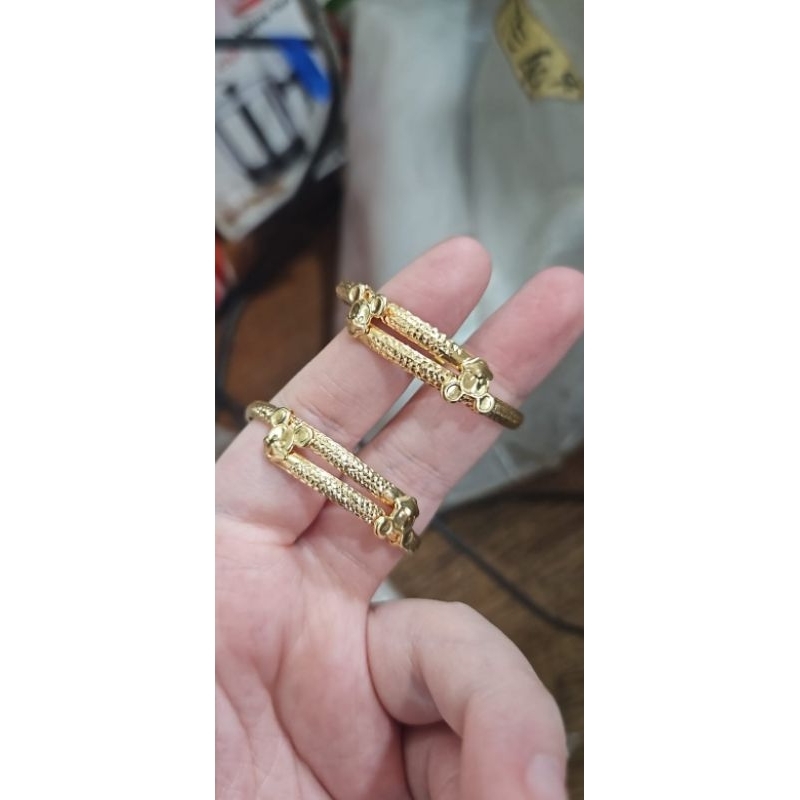 Gelang bayi newborn unisex laki perempuan adjustable emas asli 700 70% 22