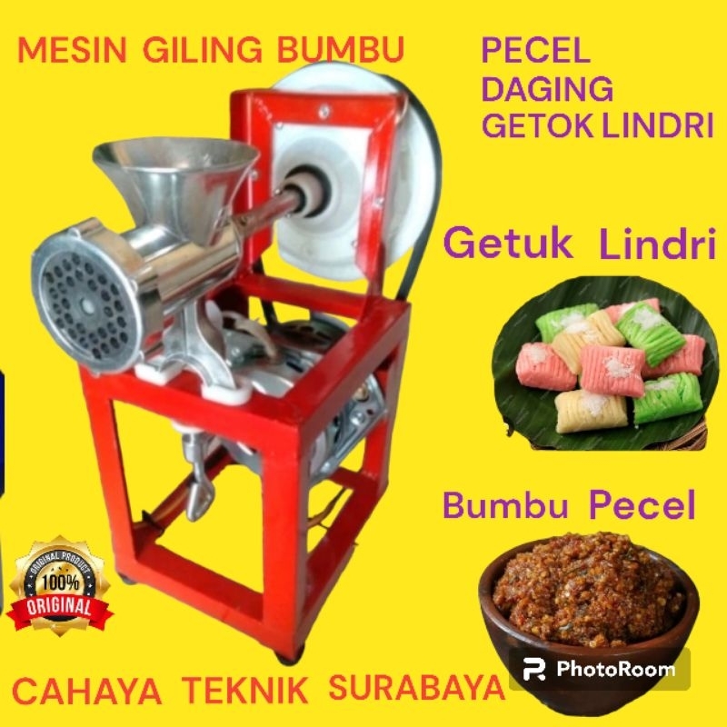 MESIN GILING GETUK LINDRI / DAGING / BUMBU PECEL NO - 10 LISTRIK 150 WATT MENGUNAKAN GEAR BOX