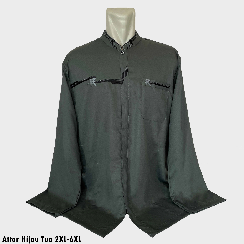 Baju Koko BIG SIZE Lengan Panjang ATTAR HIJAU Ukuran Jumbo