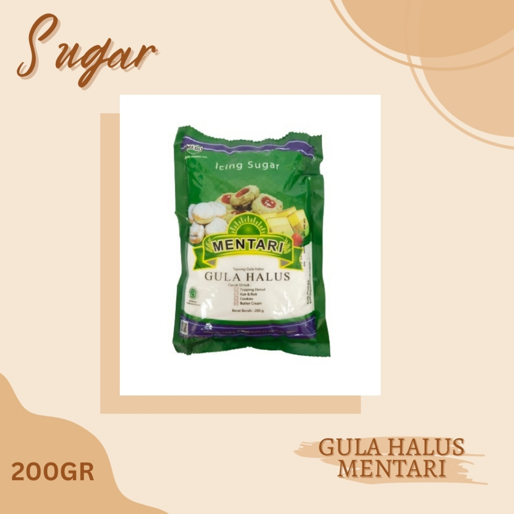 

SUGAR | ICING SUGAR | TEPUNG | MENTARI | GULA HALUS MENTARI 200GR
