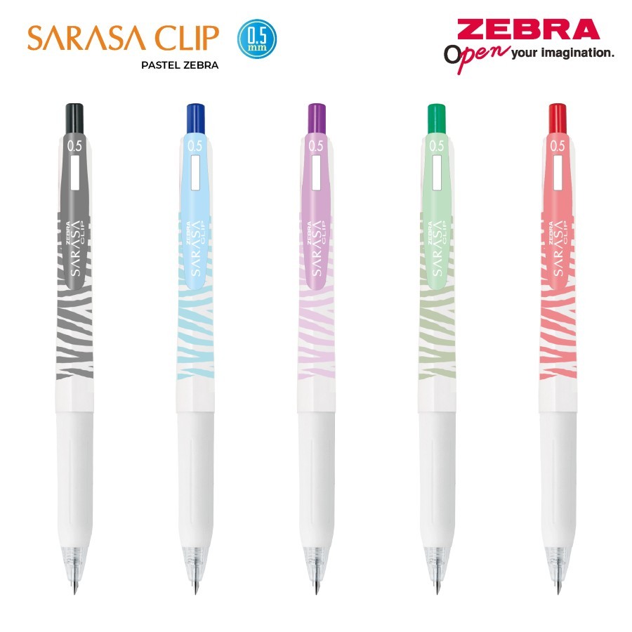 

Asaba Stationery- Pen/Pulpen/Bulpen Gel Zebra Sarasa Clip 0.5mm Pastel Zebra Series Satuan & Set 5 Pcs - Limited Edition
