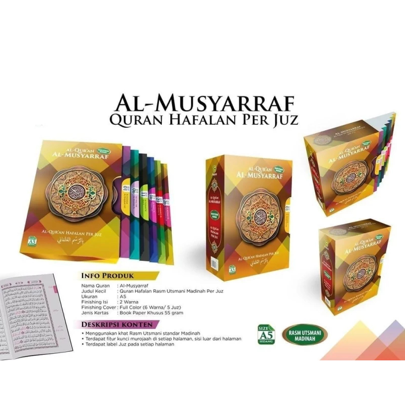 Al-Quran Al Musyarraf | Quran Hafalan PER JUZ A5 (Ukuran Sedang) | Rasm Utsmani Madinah | Musyaraf