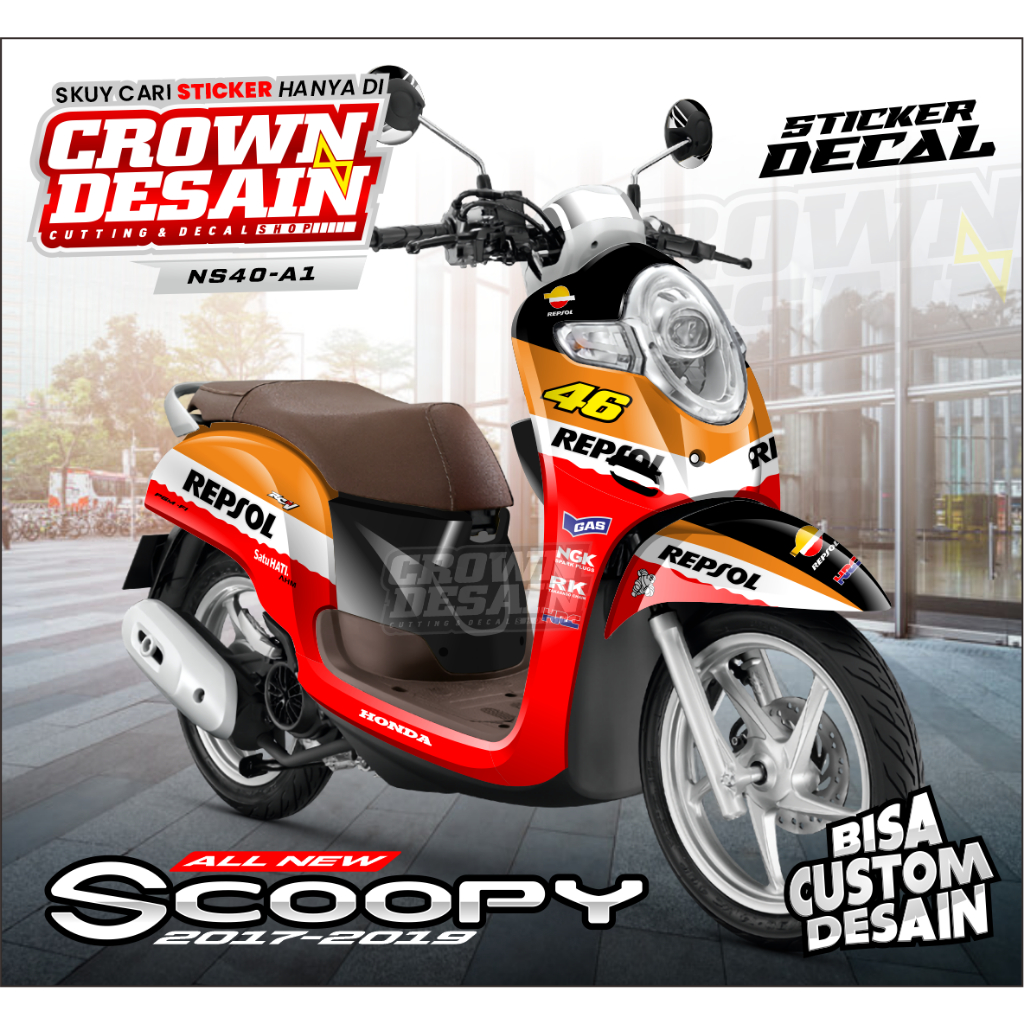 Decal Scoopy Fullbody REPSOL 46 - Striping Full body all new scoopy 2020 - KODE NS