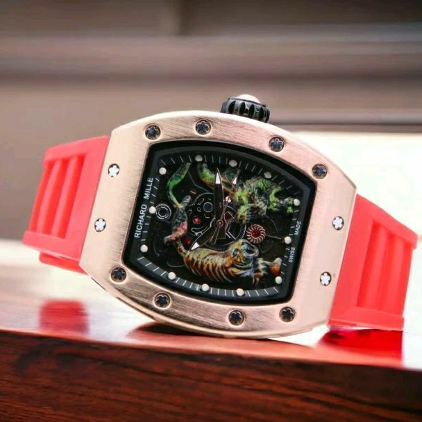 JAM TANGAN PRIA RM DRAGON TIGER SUPER MEWAH DAN ELEGAN - JAM TANGAN PRIA TALI RUBBER