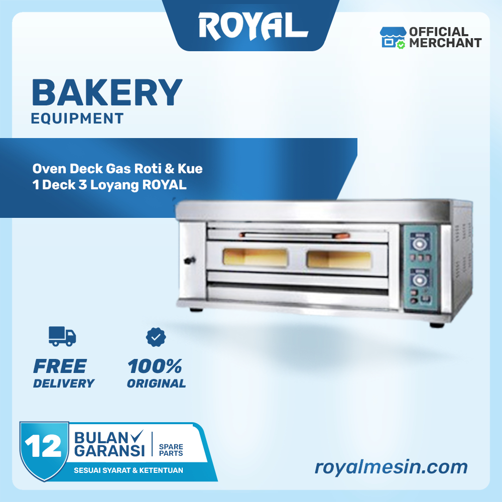 Oven Deck Gas Roti & Kue 1 Deck 3 Loyang ROYAL