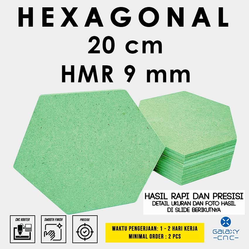 Hexagonal 20 cm - HMR 9 mm - Custom papan MDF