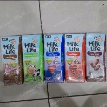 

Milk Life susu UHT COKLAT/ STOBERI/KURMA/PLAIN/ BEBAS LAKTOSA 200ml