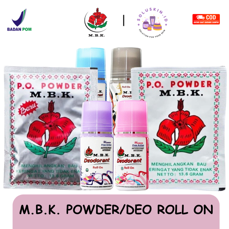 [READY] BEDAK MBK POWDER DAN DEO ROLL ON M.B.K POWDER SACHET SASET MBK DEODORANT PENGHILANG BAU BADA