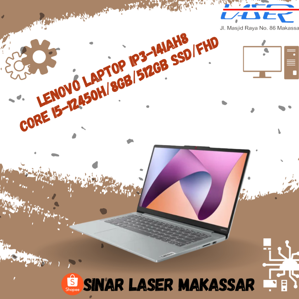 LENOVO LAPTOP IP3-14IAH8 CORE I5-12450H / 8GB / 512GB SSD / WIN11+OHS / 14" FHD