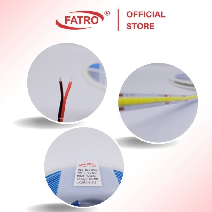 COB STRIP 8MM 12WATT / DC 12V / LAMPU LED STRIP 5 METER