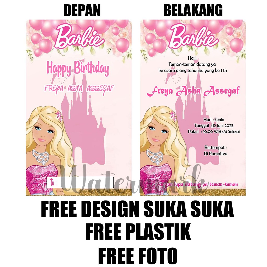 (UNDANGAN ULTAH) /Undangan ulang tahun / undangan ultah / undangan cetak / cetak undangan