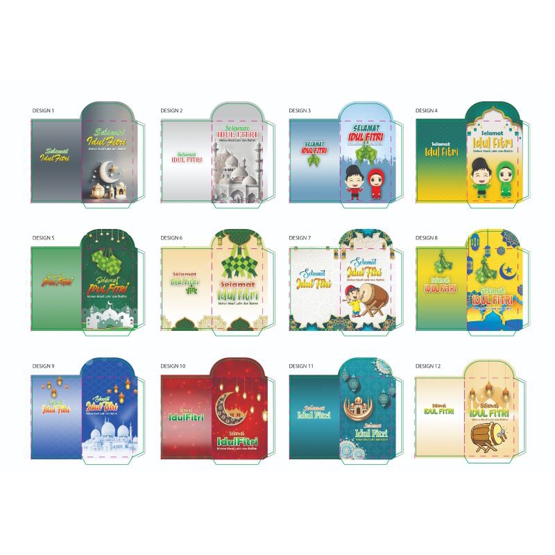 

amplop lebaran motif Majid,beduk,ketupat, islami.isi 1 pak 10 lembar