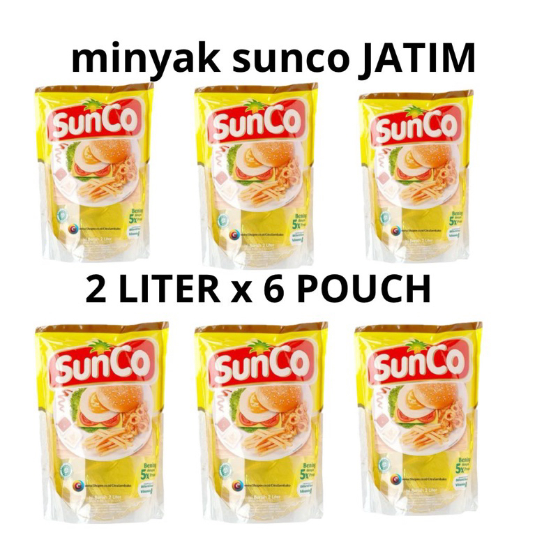 

(JATIM) MINYAK GORENG SUNCO 2 LTR ( 1 dus isi 6 pouch)