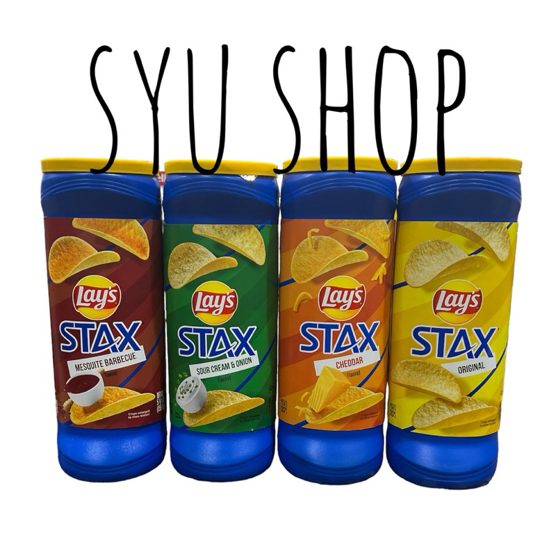 

lays stax original cheddar mesquite bbq barbeque sour cream onion USA