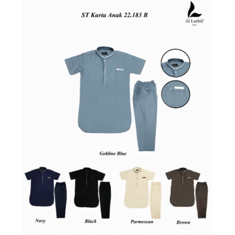Baju Koko Stelan Anak Kurta / Pakistan Warna Lengan Pendek Al-Luthfi | Model terbaru 2024 | Katun Pr