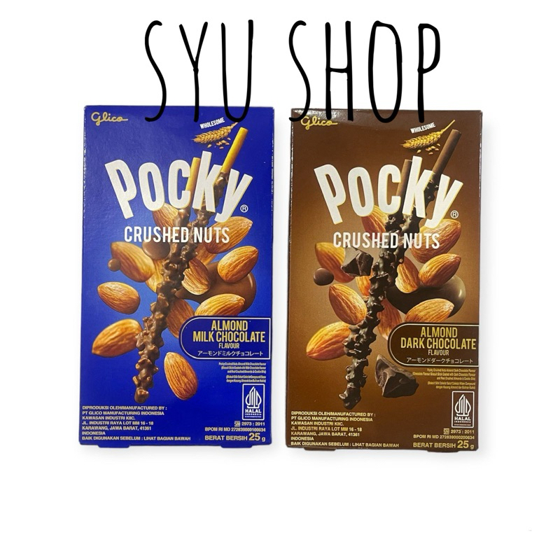 

glico pocky almond crush crushed nut milk dark chocolate 25gr premium