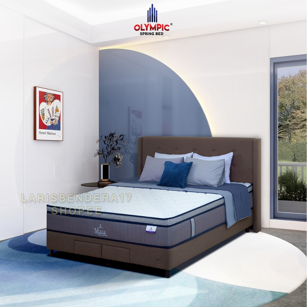 Paket Dipan + Kasur Spring bed MAIA dari Olympic. 160x200 - 180x200. Bergaransi. Pocketed Spring. Te