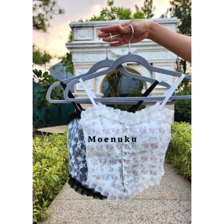 ART Q12L Tanktop Kamisol Seksi Renda Bunga Kamisol Wanita Atasan Luar Outer Tanpa Lengan