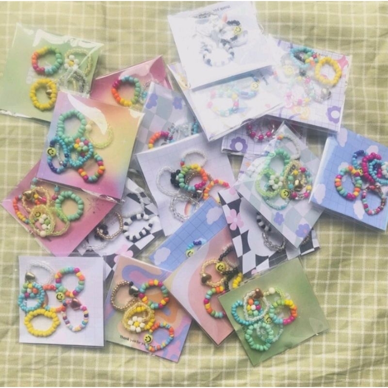 CINCIN MANIK KOREA SET ISI 6 FREE STICKER  / CINCIN MANIK PAKET MURAH LUCU