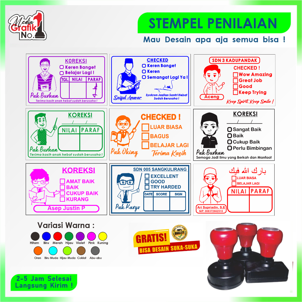 

COD Stempel Pak Guru / Stempel Nilai Guru Custom / Stemple Reward Hasil Belajar / Stempel untuk TK PAUD SD Gratiis Desain Suka-Suka