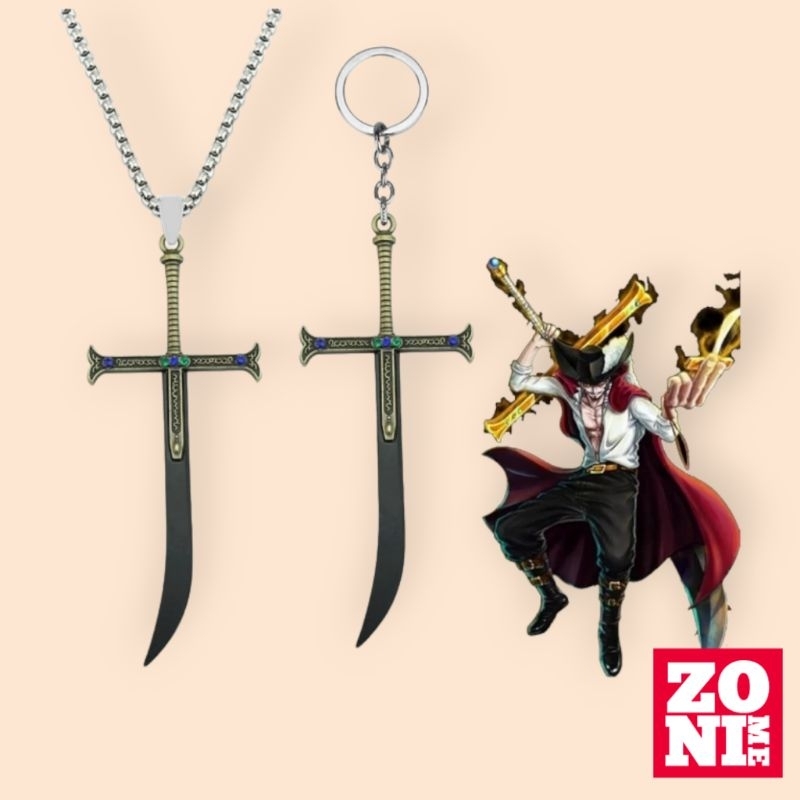 ZONIME Keychain Yoru Mihawk Anime One Piece Gantungan Kunci Miniatur Pedang