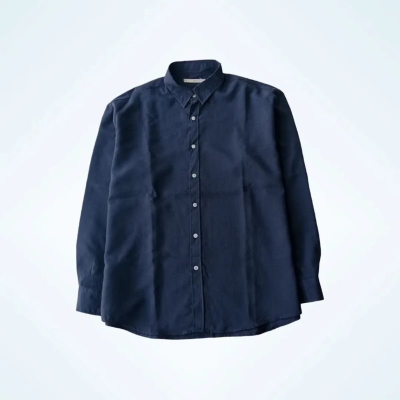KEMEJA WIT AND WONDER BLACK WASH POLOS LENGAN PANJANG XXL