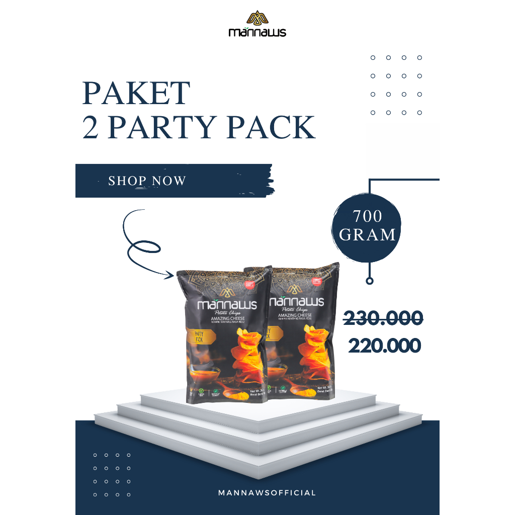 

Mannaws Potato Chips Snack Keripik Kentang Paket 2 Party Pack